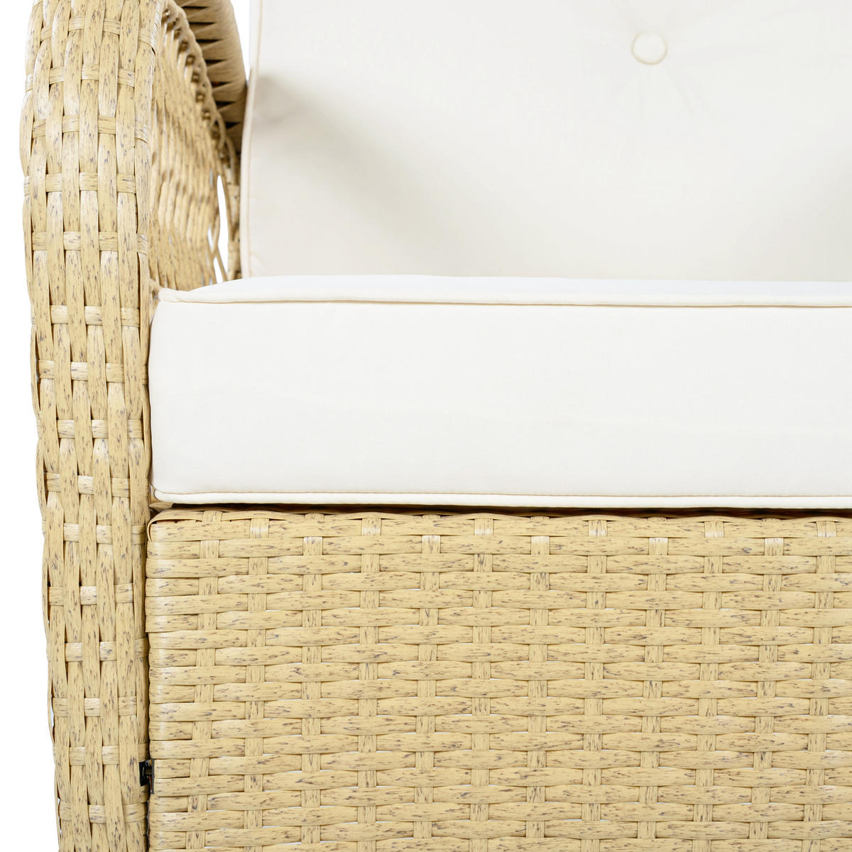 GARTENSETS aus Rattan 3-teilig Beige mit Schaukelstühlen & Glastisch - Beige, Metall - Modfu