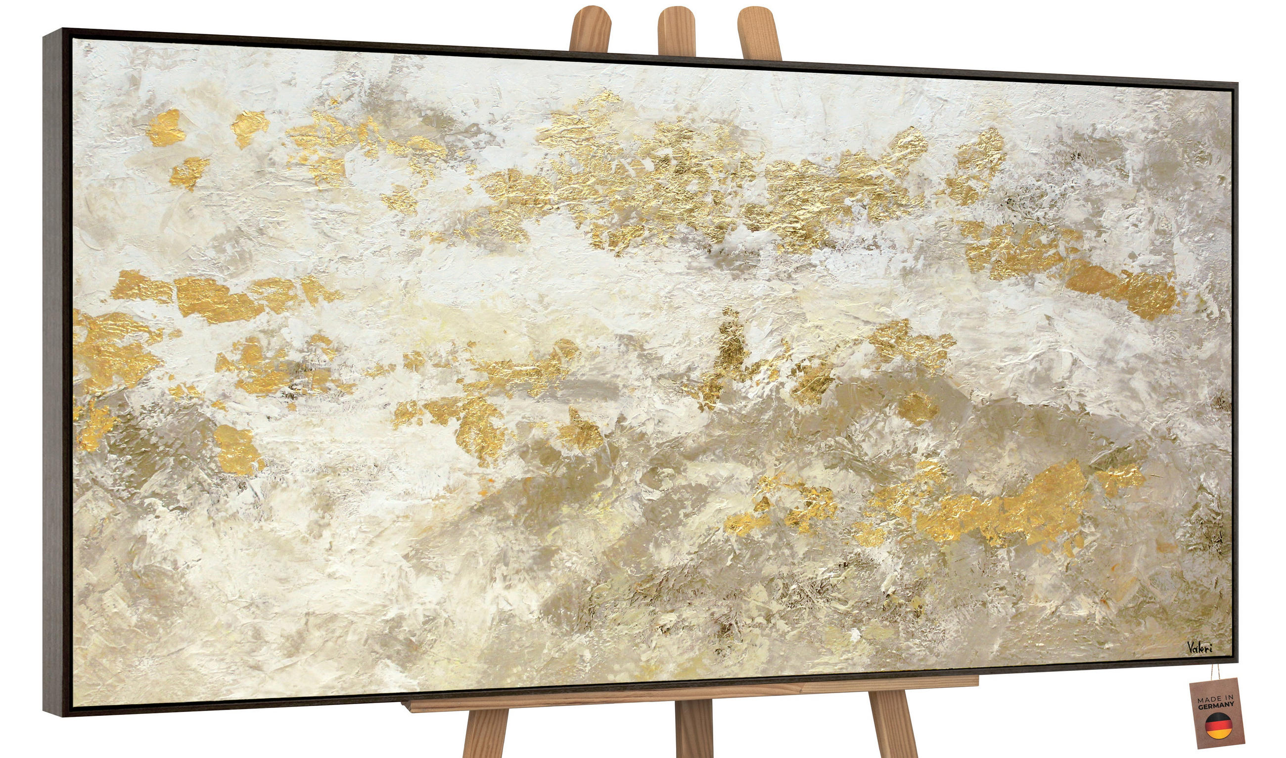 GEMÄLDE Glänzendes Gold Schattenfugenrahmen grau 160x80 cm - Grau, Holz (160/80cm) - YS-art gallery
