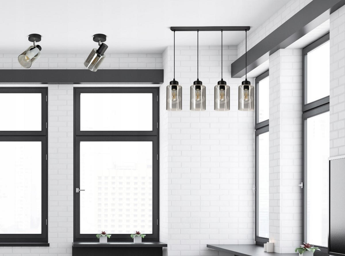PENDELLEUCHTE TUBE - Transparent/Schwarz, Glas/Metall (10/60/80cm) - kiki design