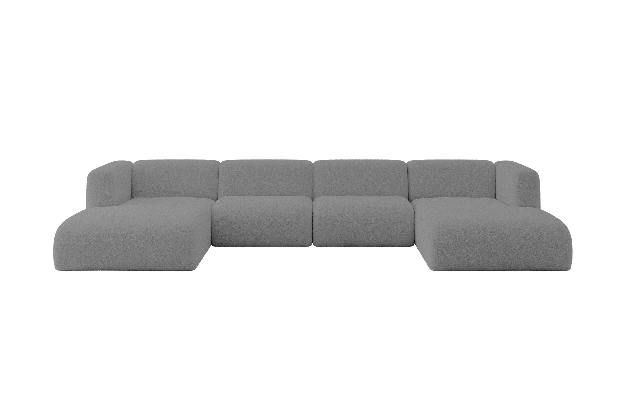 ALTDECOR SEDACÍ SOUPRAVA DO U MIRA-U2 408x179x70 Šedá Bouclé