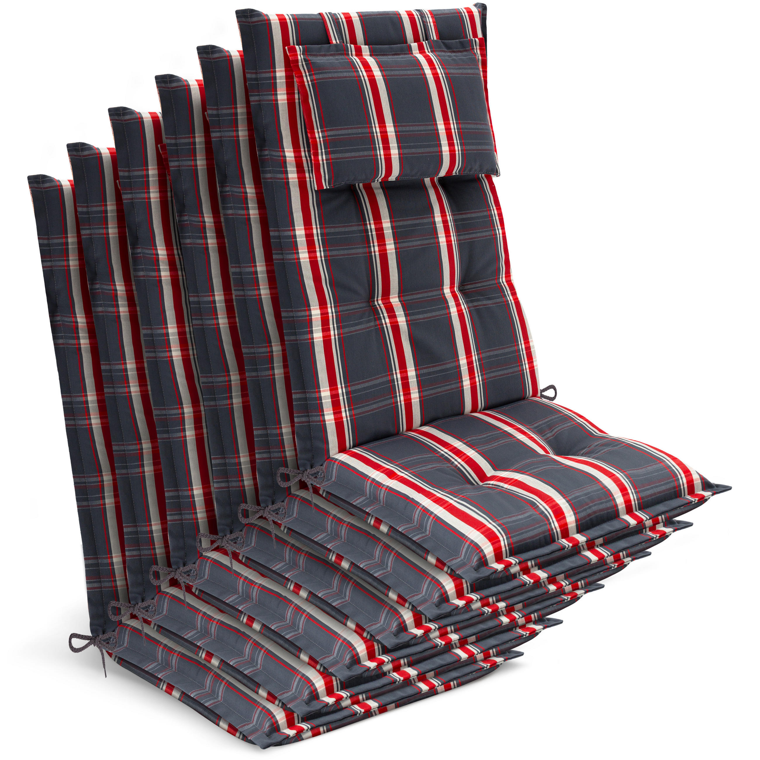 HOCHLEHNER Highlux HL 120x52x7cm Grau-Rot-Kariert (6tlg) - Rot, Textil (52/120cm) - Beautissu 