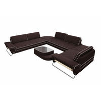 WOHNLANDSCHAFT RotelloU-Form Mokka Weiß Mikrofaserstoff - Weiß/Mokka, Kunststoff (457/329cm)