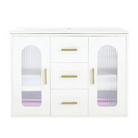 BADEZIMMERSCHRANK Wandmontiert Waschbecken LED Glasfront 76cm - Weiß, Glas (76/55/46cm) - FLIEKS