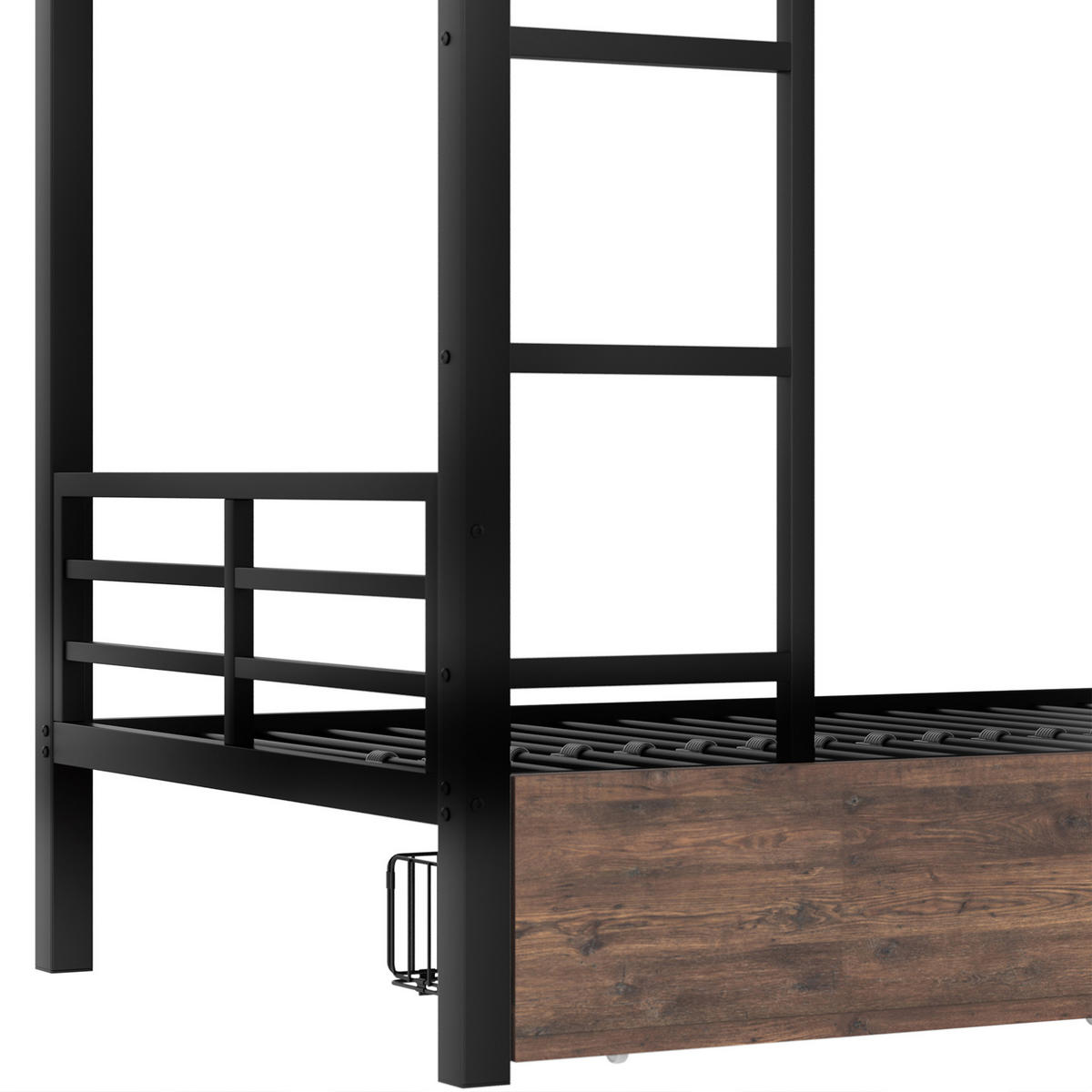 HOCHBETT 90/200 cm aus Metall mit Schreibtisch, 2 Schubladen und LED-Beleuchtung - Schwarz, Metall (90/200cm) - Flora Grace