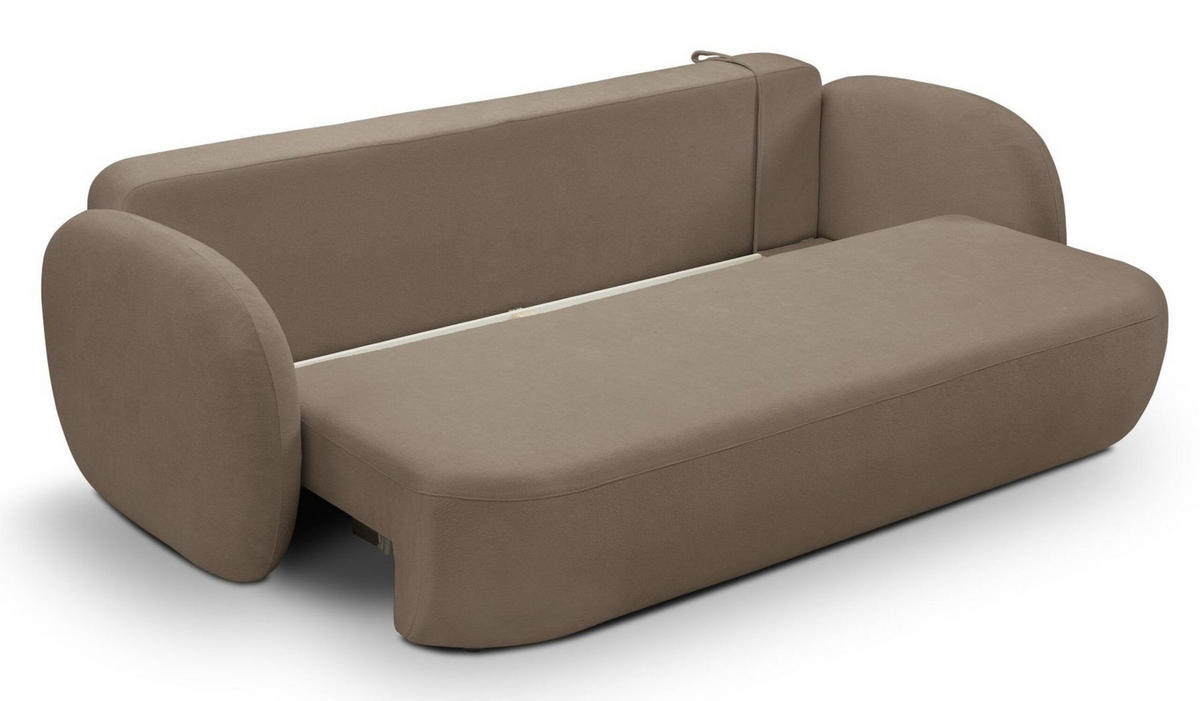 SCHLAFSOFA LIO, Sofa mit Schlaffunktion und Bettkasten, Farbe: Taupe, Velourstoff - Taupe, Textil (238/86/101cm) - Sepro Meble