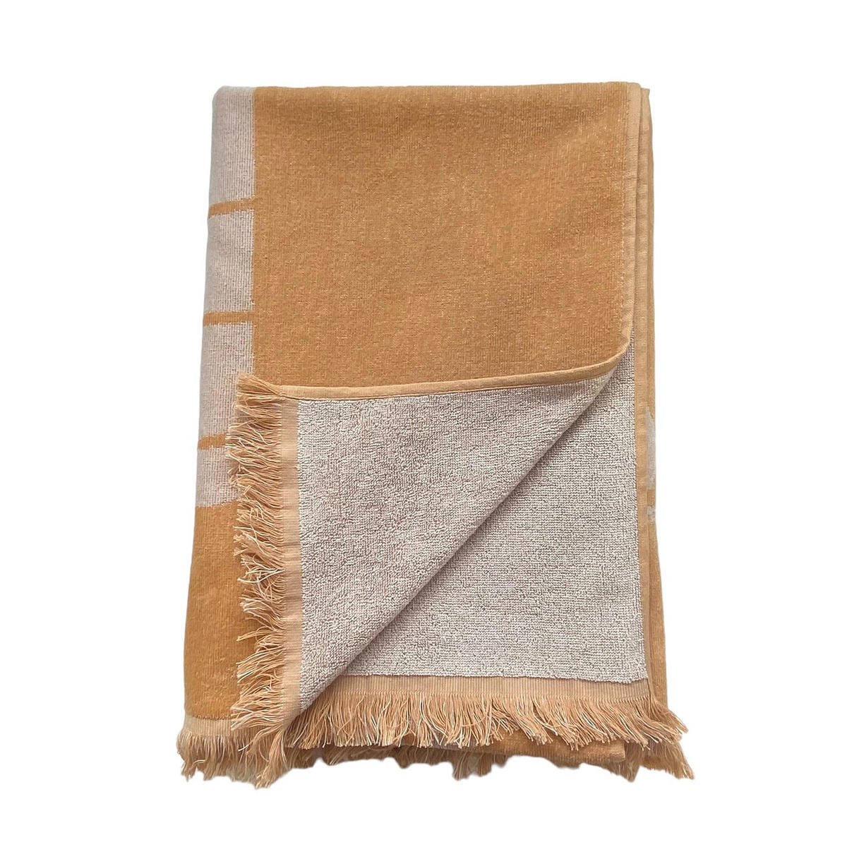 STRANDTUCH Frottee Velours Jacquard mit Fransen Cocobeach 90x170 390g/m² - Beige, Textil (90/170cm) - LE COMPTOIR DE LA PLAGE