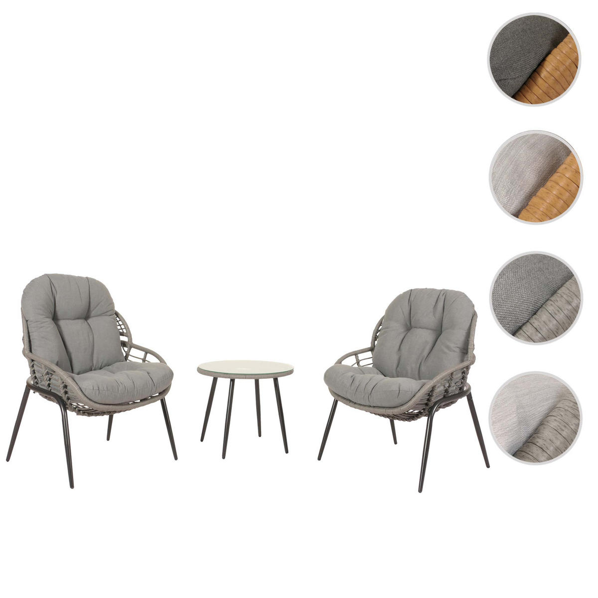 POLY-RATTAN GARNITUR Grau, Anthrazit - Anthrazit/Grau, Kunststoff - MCW
