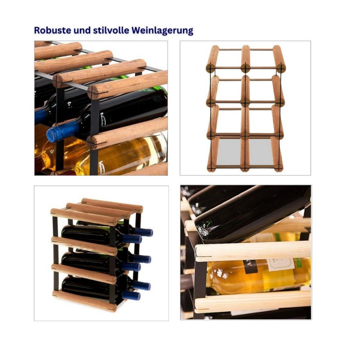 WEINREGAL Vinotega Mod Metal 32,5x22,5x24,5 cm 2x3 Flaschen Massives Kiefernholz Braun Geölt - Braun, Holz (22.5/32.5/24.5cm) - PROREGAL