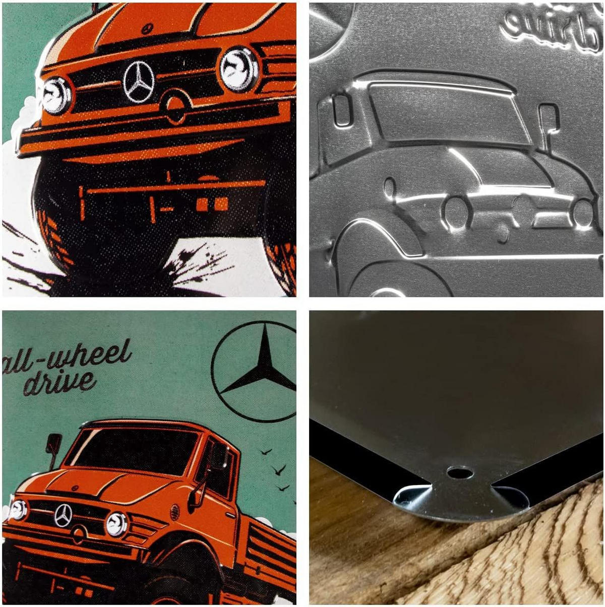 BLECHSCHILD 30/40 cm Daimler Truck Unimog - Multicolor, Metall (30/40/0.2cm) - Nostalgic-Art