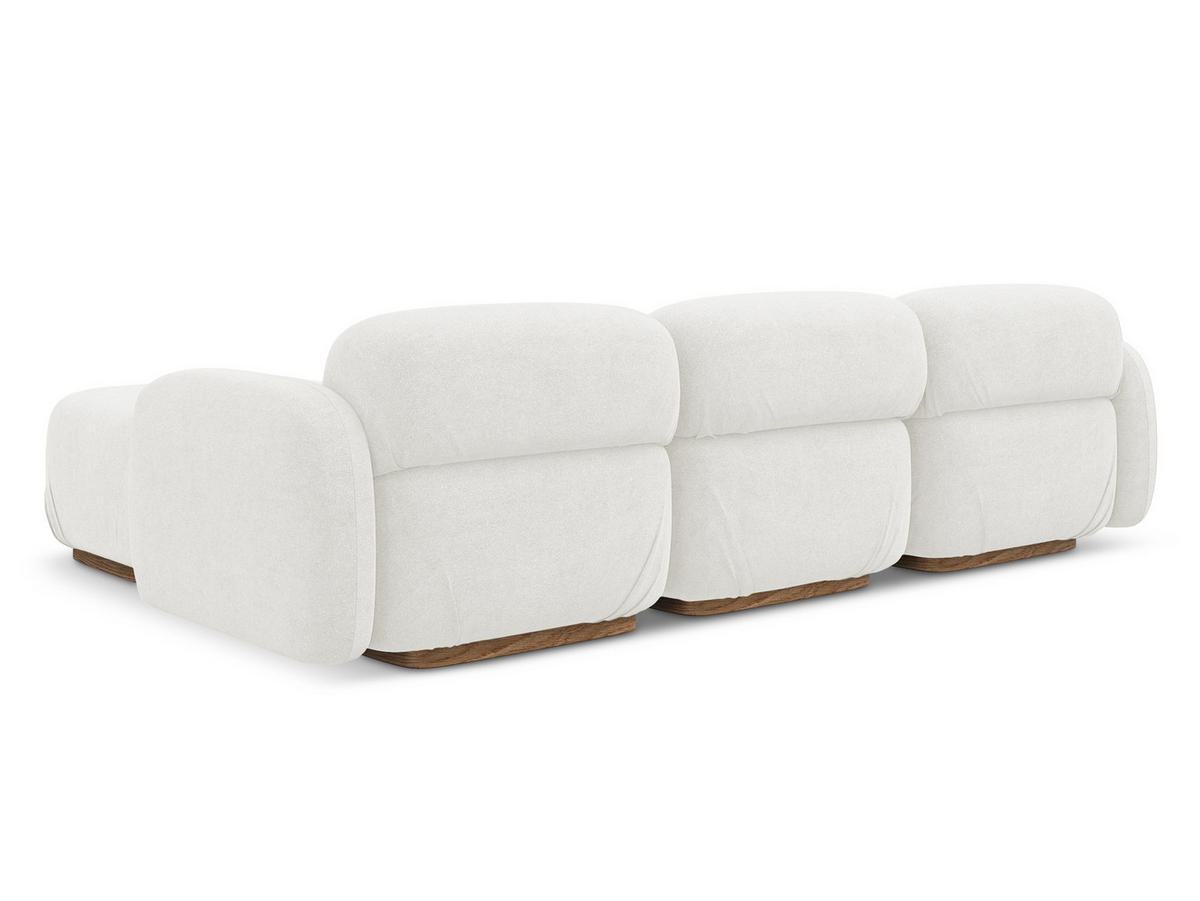 ECKSOFA Beidseitig Bouclé Stoff Weiß - Weiß/Braun, Holz/Textil (270/190cm) - Makamii
