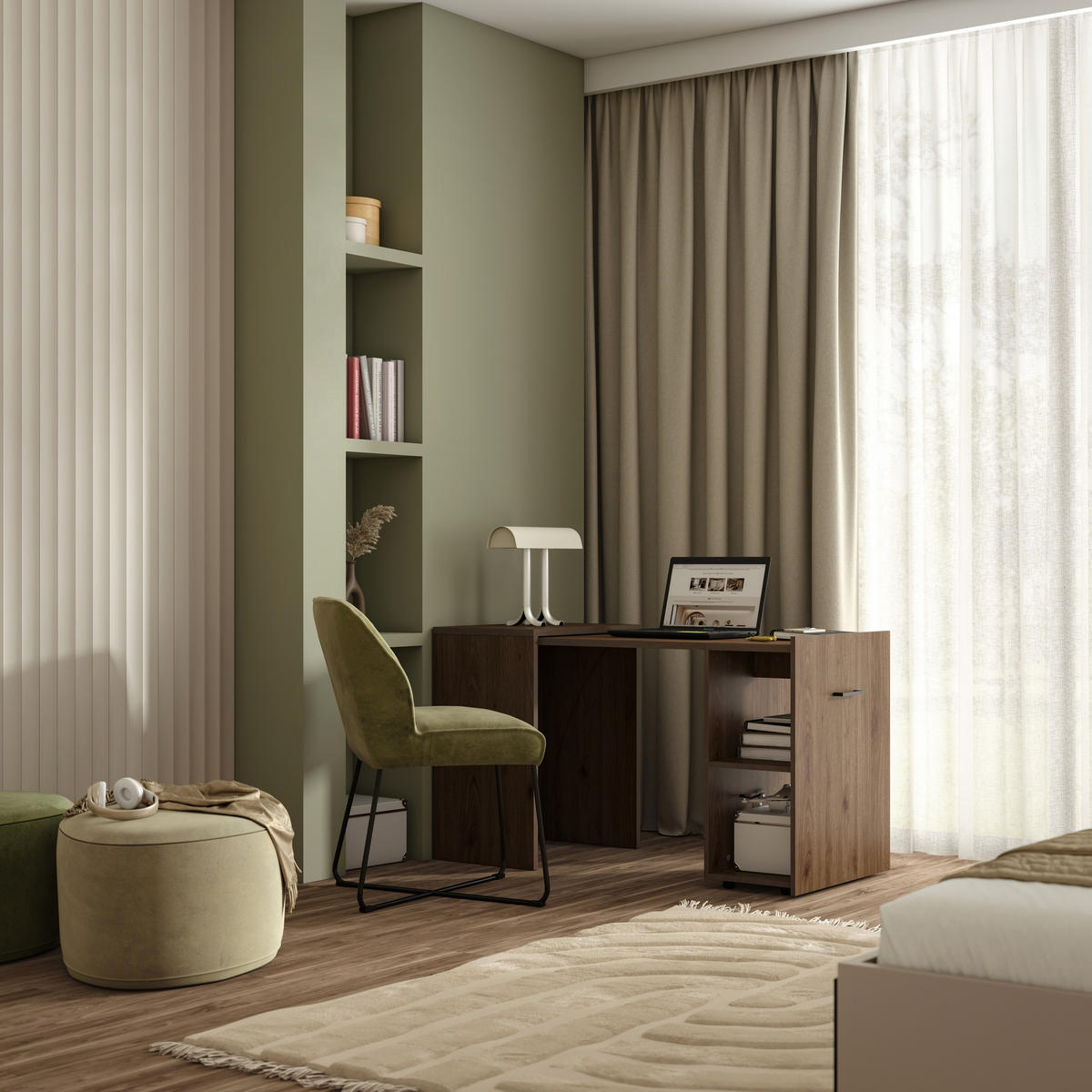 SCHREIBTISCH INTELLO 131,5x60x75 cm Bürotisch Computertisch, Nussbaumfarben - Nussbaumfarben, Holzwerkstoff (60/131.5/75cm) - MASSENO