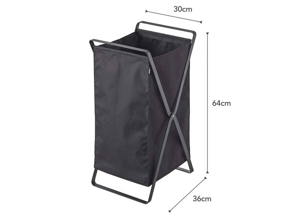 WÄSCHESAMMLER Tower schwarz 36/64/30 cm - Schwarz, Metall (30/64/36cm) - Yamazaki