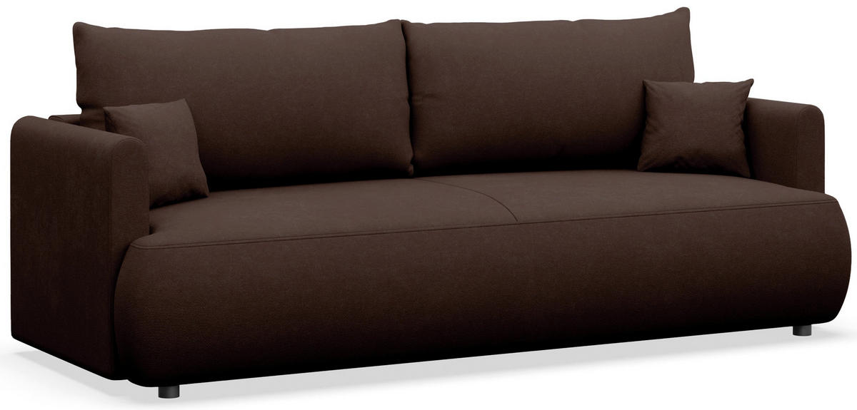 SCHLAFSOFA Ovo Mini Braun Chenille Easy Clean - Schwarz/Braun, Kunststoff/Textil (226/90/97cm) - Selsey
