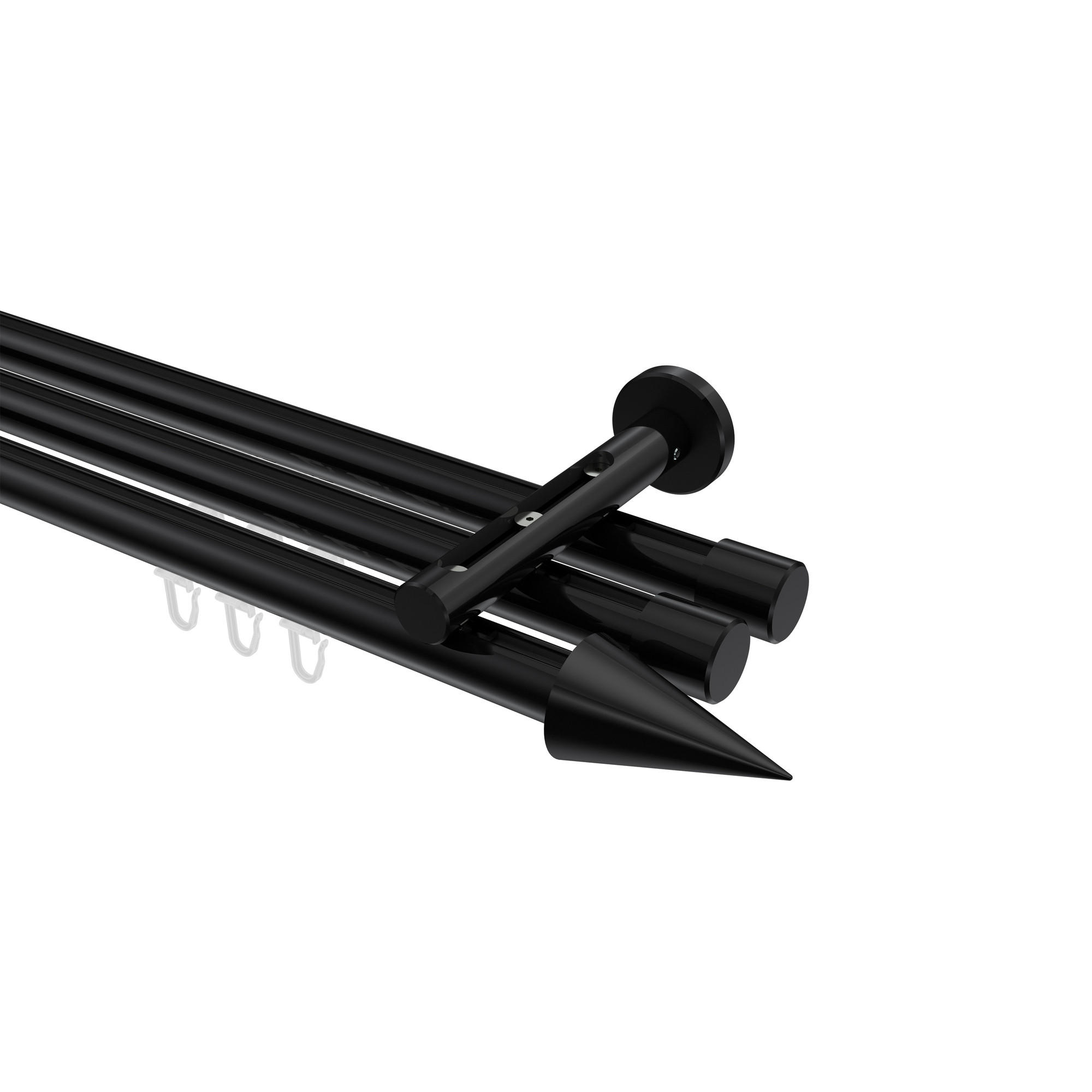 GARDINENSTANGE INNENLAUF Siteno Savio 280 cm (geteilt in 2 x 140 cm), 3-läufig, 20 mm Ø Schwarz - Schwarz, Metall (280cm) - INTERDECO