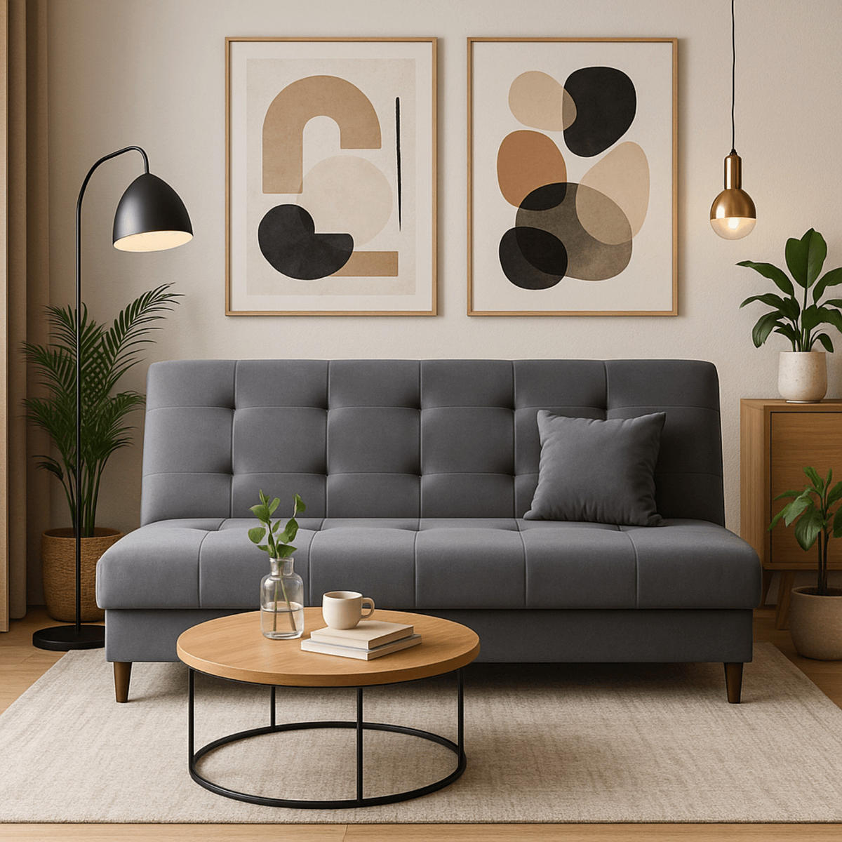 SCHLAFSOFA LIMA ausziehbar Zweisitzer Grau - Grau, Holz/Textil (186/95/84cm) - makarowski meble