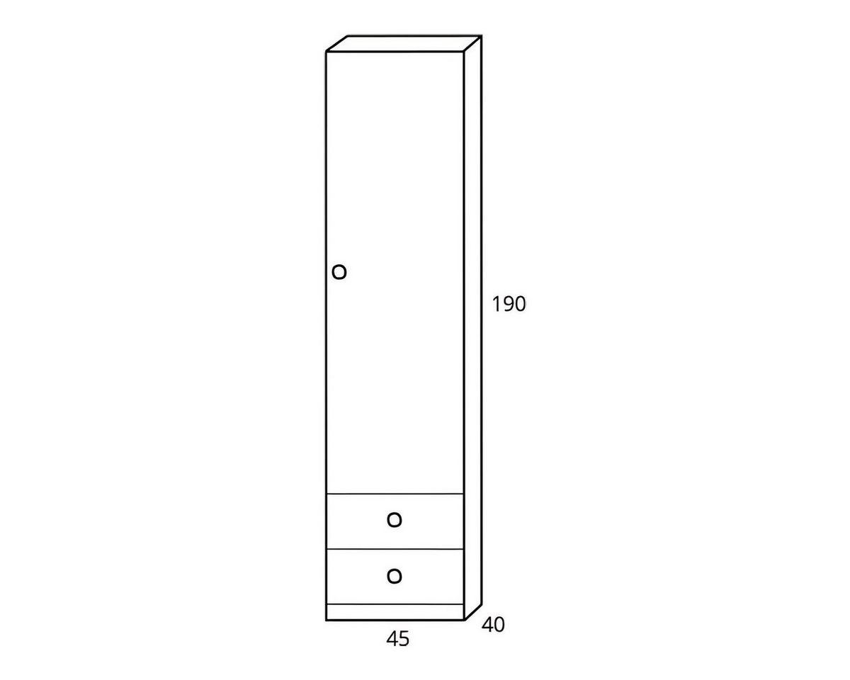 KINDERKREGAL POKO 4 45/190/40 cm in Biskuiteiche / Weiß Lux / Grau - Eichefarben/Weiß, Holzwerkstoff (45/190/40cm) - Deine Möbel 24