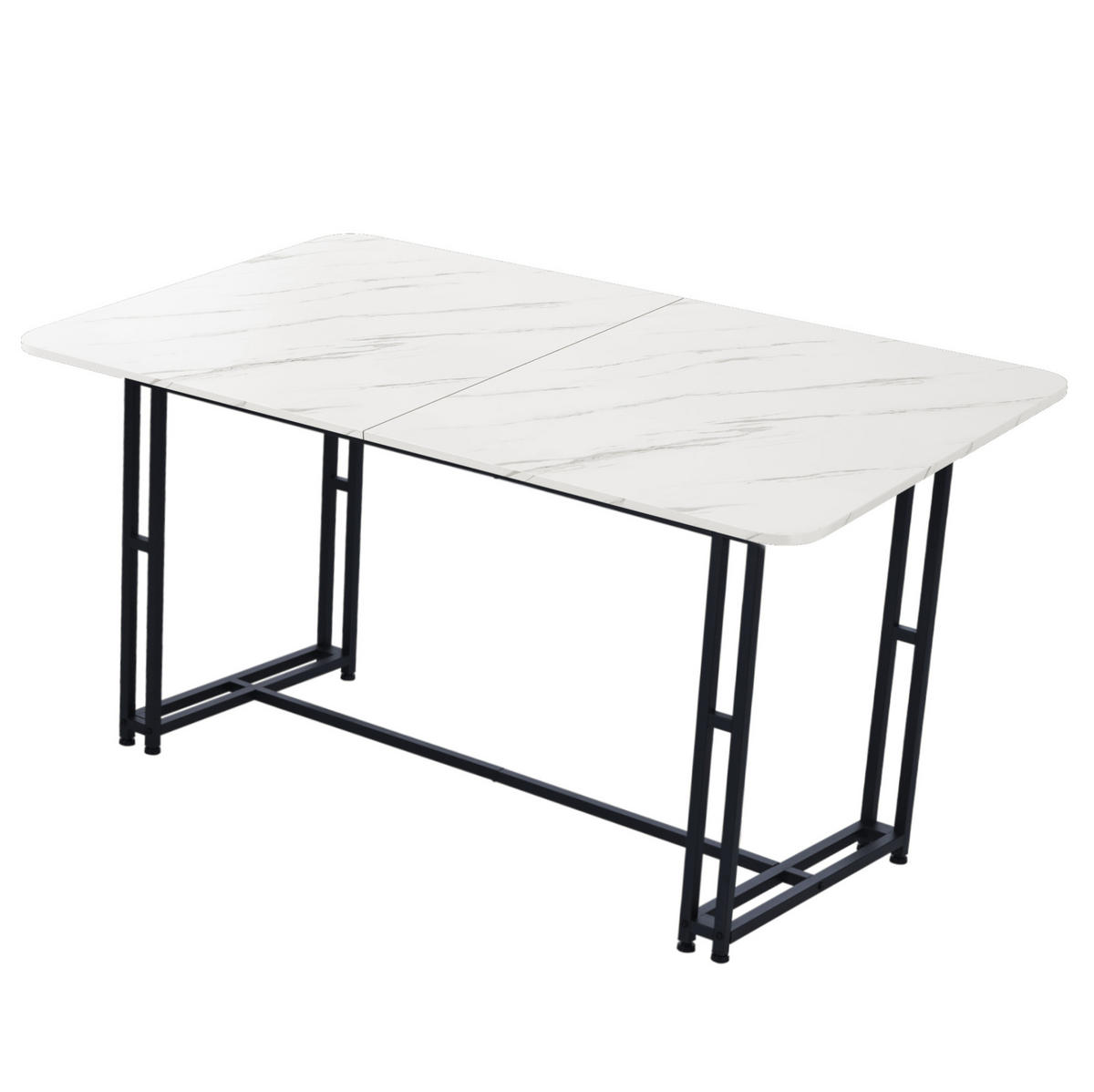 ESSTISCH 140/80 cm in Schwarz/Weiß mit MDF-Platte und schwarzen Metallbeinen - Weiß, Holzwerkstoff (140/80/74cm) - Flora Grace