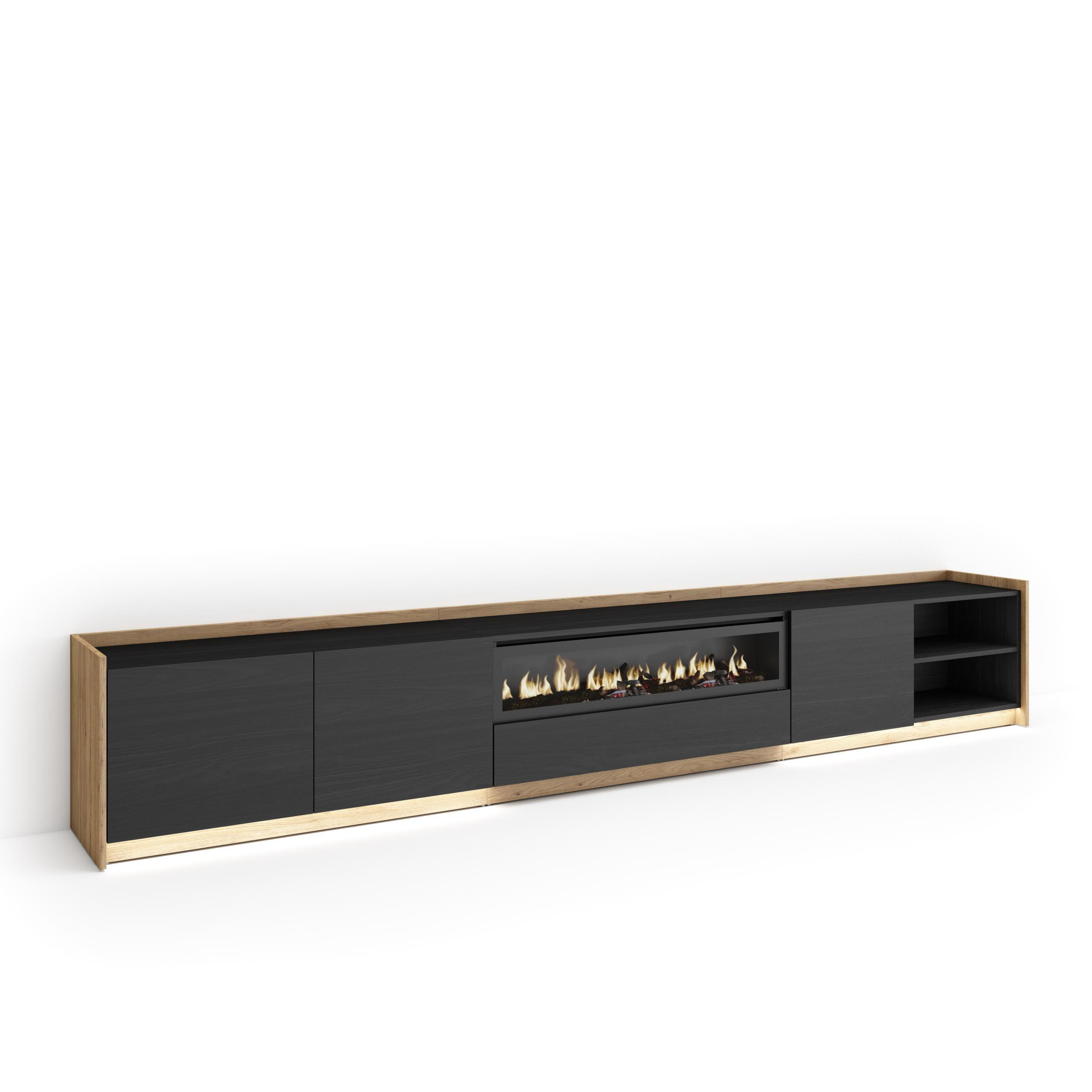Skraut Home Lowboard, Schwarz 310x50x37 cm