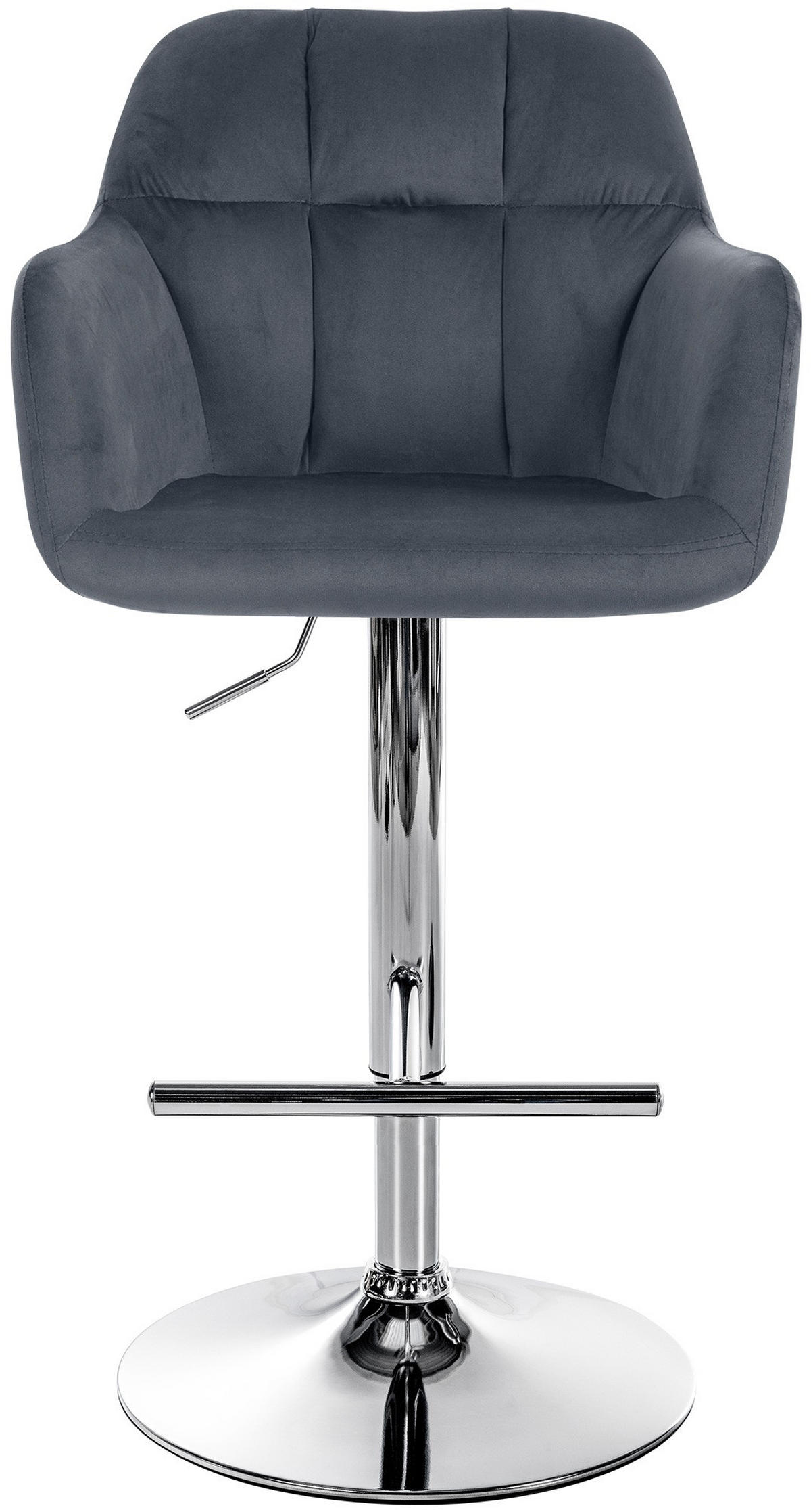 BARHOCKER Samt dunkelgrau - Chromfarben/Dunkelgrau, Textil (57/97/59cm) - CLP