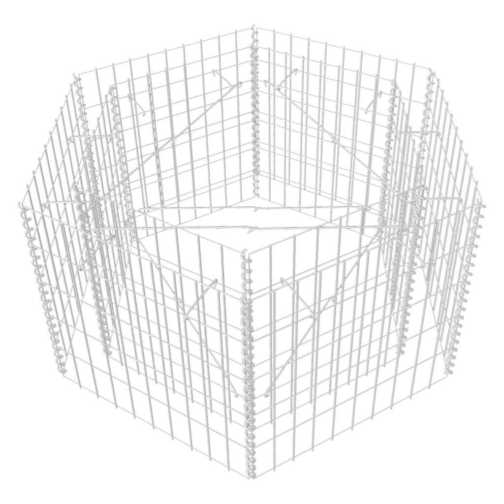 SECHSECKIGES Gabionen-Hochbeet 100x90x50 cm - Silberfarben, Metall (100/50/90cm)