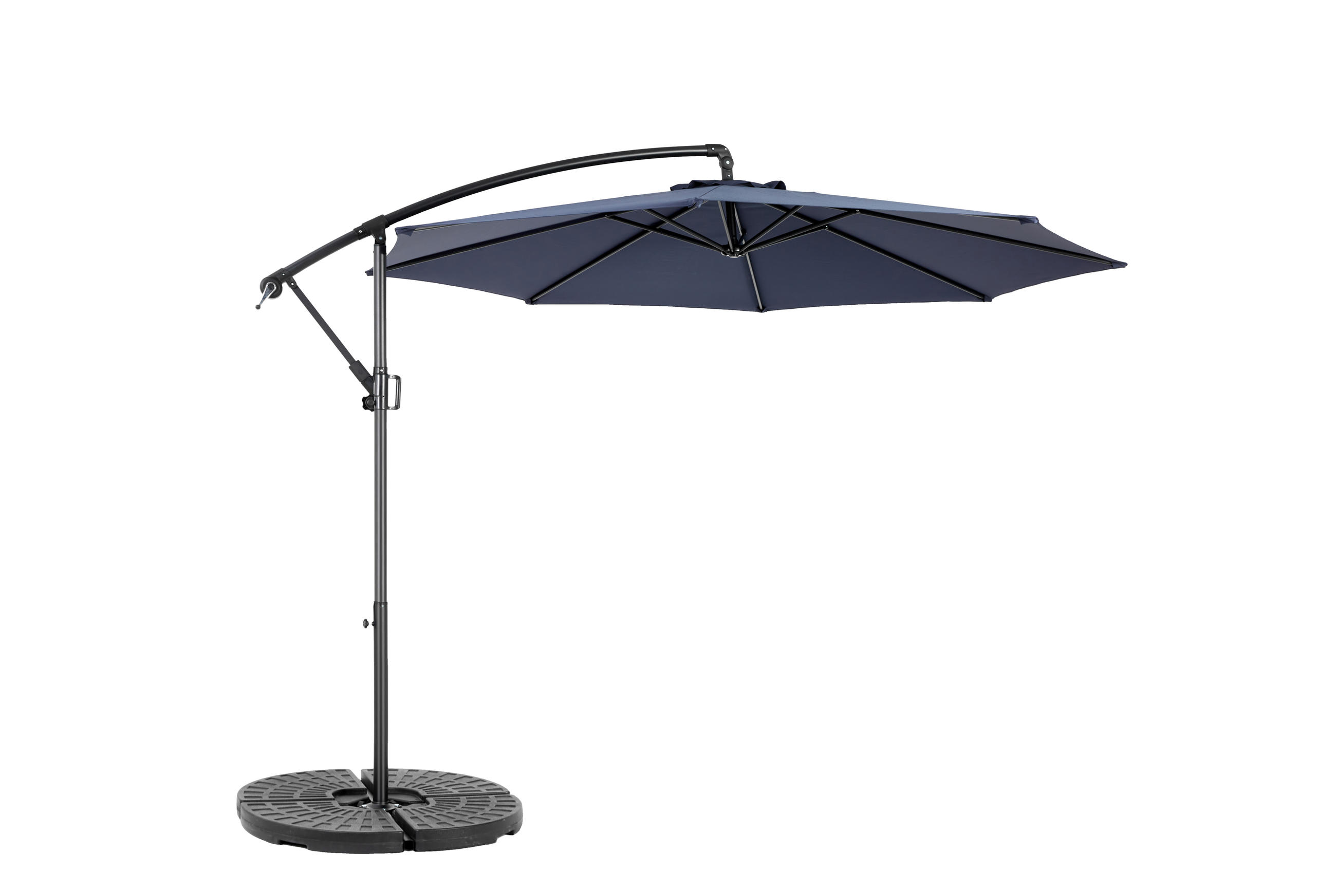 AMPELSCHIRM aus Stahl 294x294x250 cm in Blau mit Kurbel & Neigefunktion - Blau, Metall (294/294cm) - Modfu