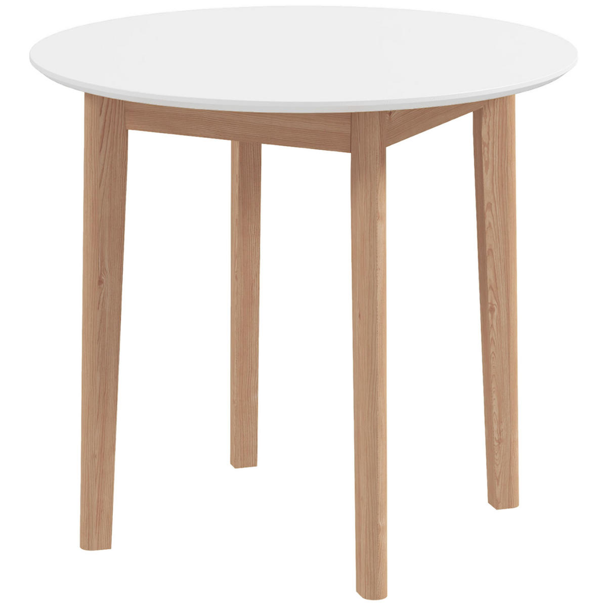 RUNDER ESSTISCH Weiß Naturfarben Holzgestell 75/75/76 cm - Weiß, Holz (75/75/76cm) - PANGIVO