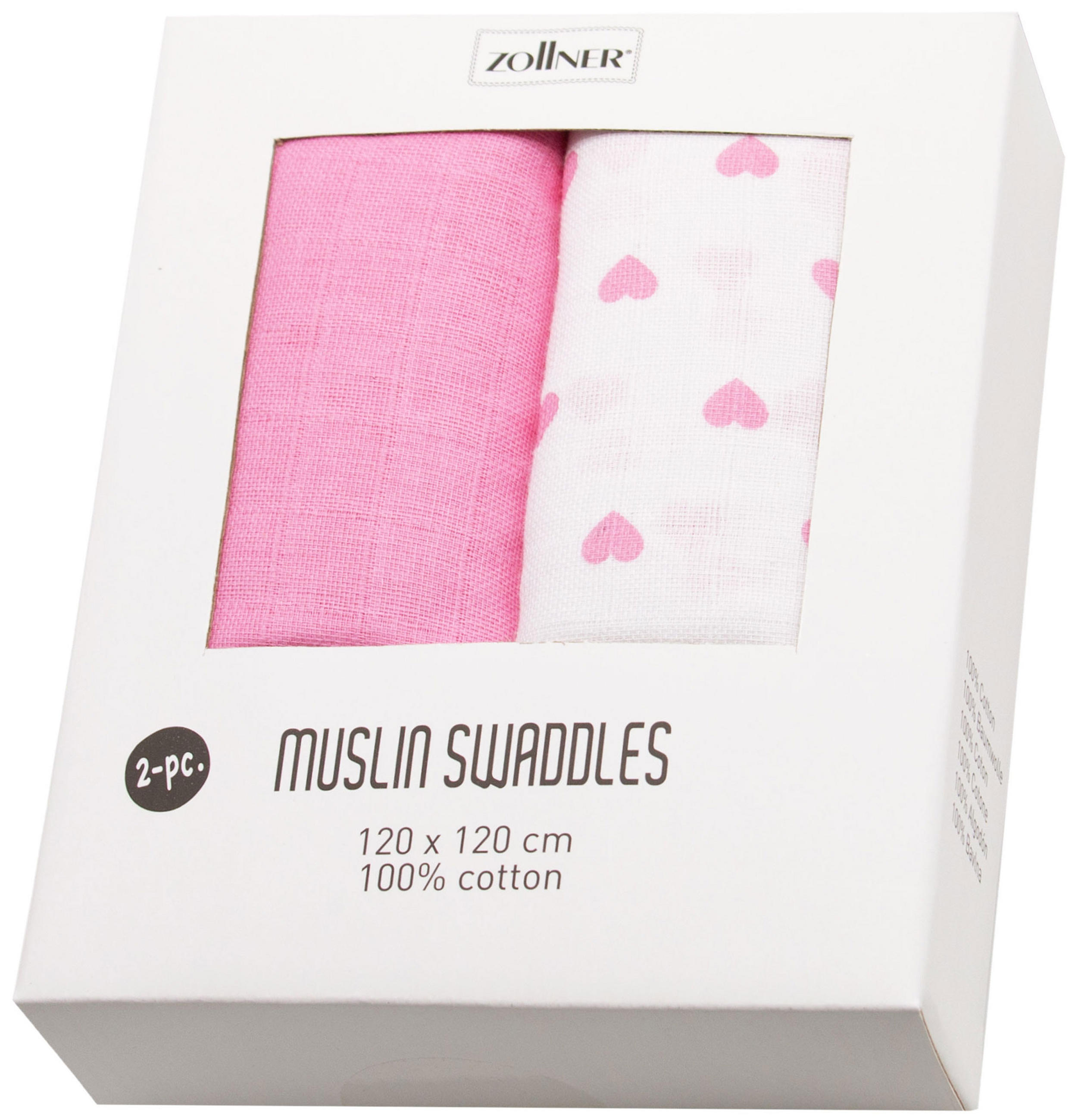 SPUCKTÜCHER, 2er-Set, 120x120 cm, 100% Baumwolle, Rot - Rosa, Textil (120/120cm) - Zollner