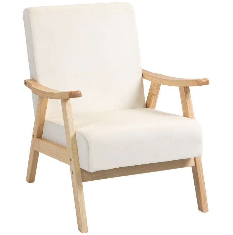 SESSEL 65/80/83 cm in Cremeweiß mit Armlehnen und Samt-Optik - Creme, Kunststoff (80/83/65cm) - BEAOK