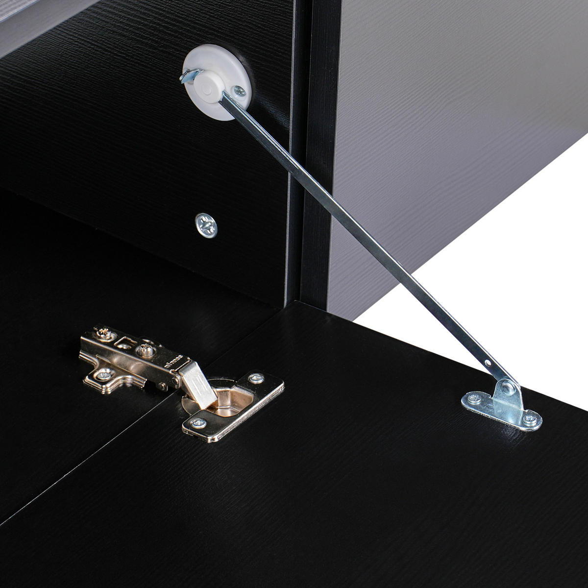 WANDMONTIERTER-TV-SCHRANK Schwarz Gladstone - Schwarz, Holzwerkstoff (140/30/32cm) - Beliani