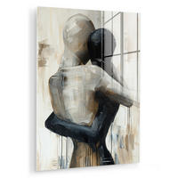 ACRYLGLASBILD Abstrakt - Liebe - Schwarz und weiß - Modern 60x80 cm - Schwarz, Glas (60/80cm) - MuchoWow
