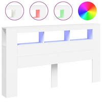 KOPFTEIL mit LED und Ablagen, 180/18,5/103,5 cm, aus Holzwerkstoff, in Weiß - Weiß, Holz (18.5/103.5/180cm) - vidaXL