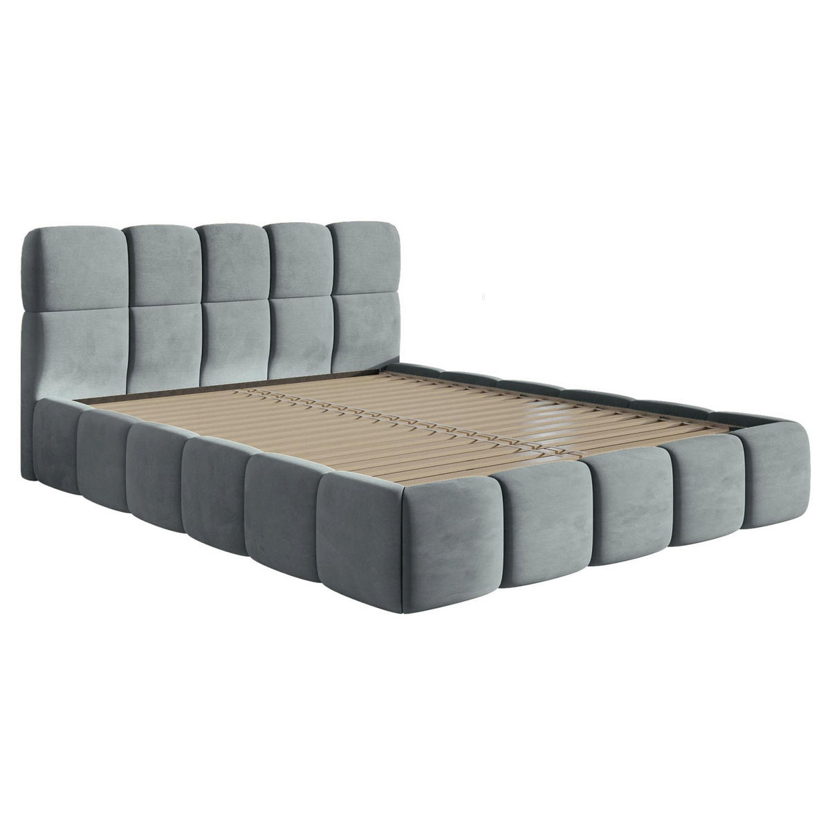POLSTERBETT Cloudy Grau Samt, 120x200 cm - Schwarz/Grau, Kunststoff/Textil (120/200cm) - Selsey