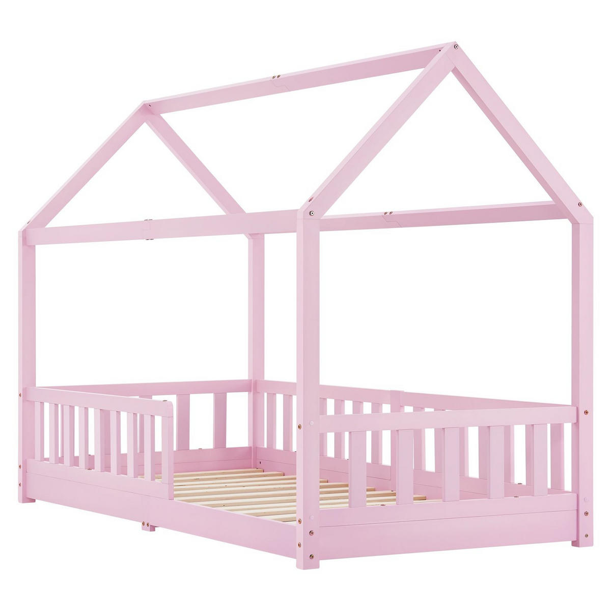 KINDERBETT Marli mit Matratze rosa 90x200 cm - Rosa, Holz (90/200cm) - Juskys