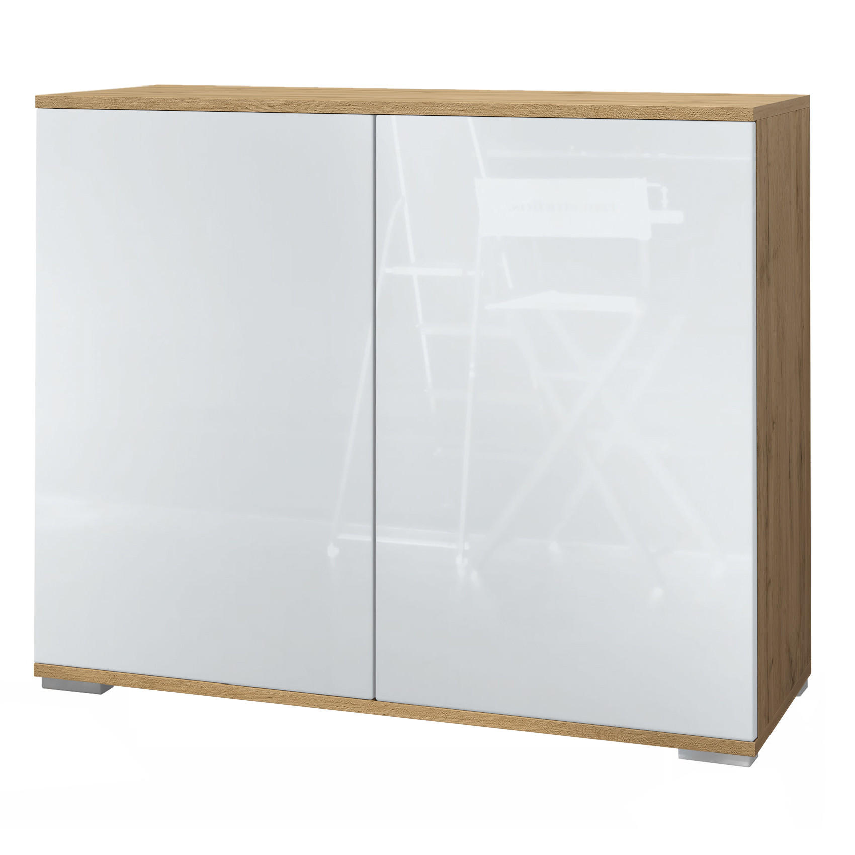 Vladon Kommode Weiß Hochglanz 92.5x75.5x35 cm