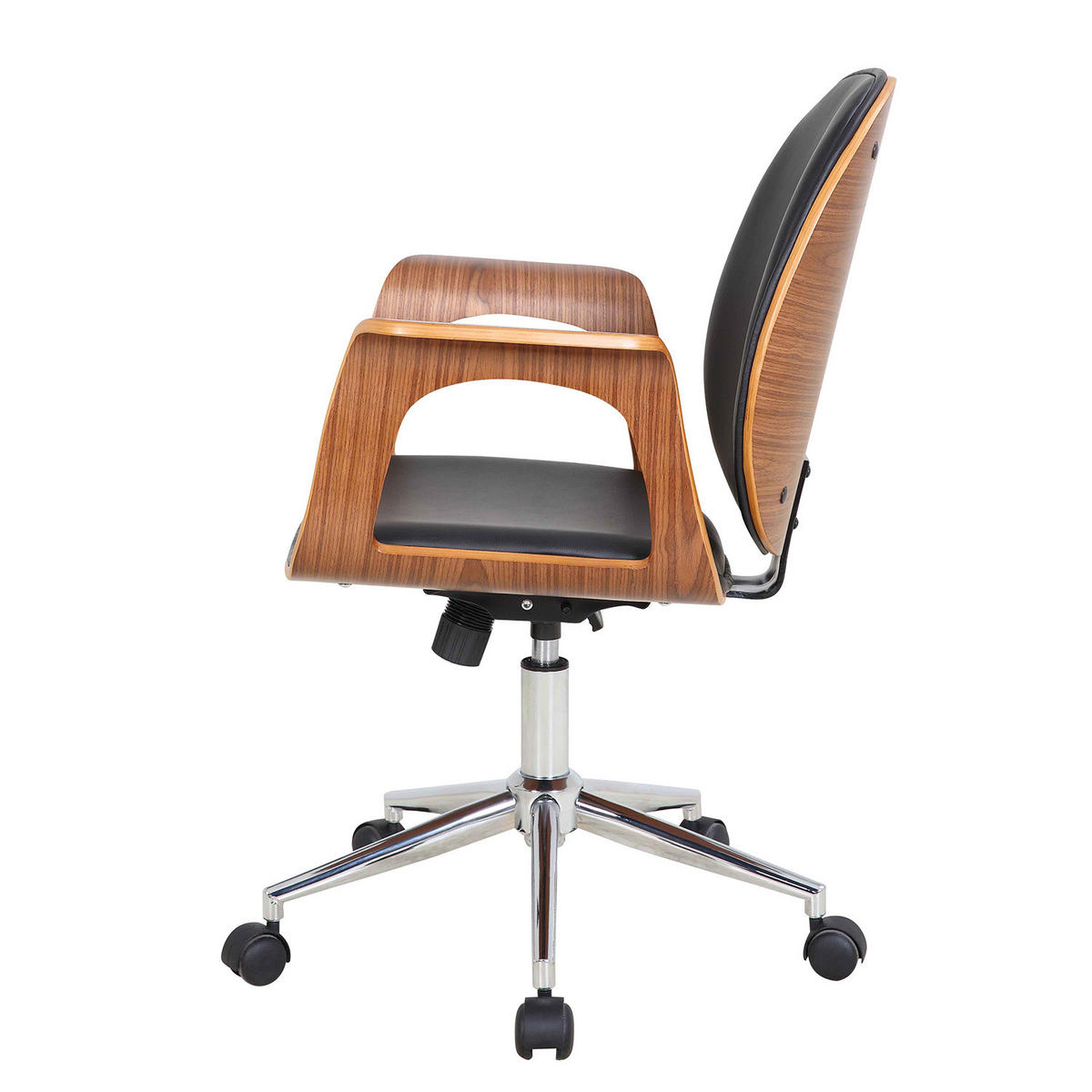 BÜRODREHSTUHL - Kunstleder - Walnussfarben/Schwarz, Holzwerkstoff (68/91/61cm) - home24