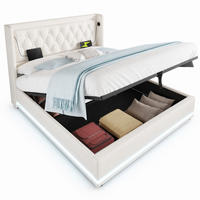 POLSTERBETT 140/200 cm in Weiß mit Bettkasten, LED, USB und Type-C PU - Weiß, Holzwerkstoff/Textil (140/200cm) - STILVORA