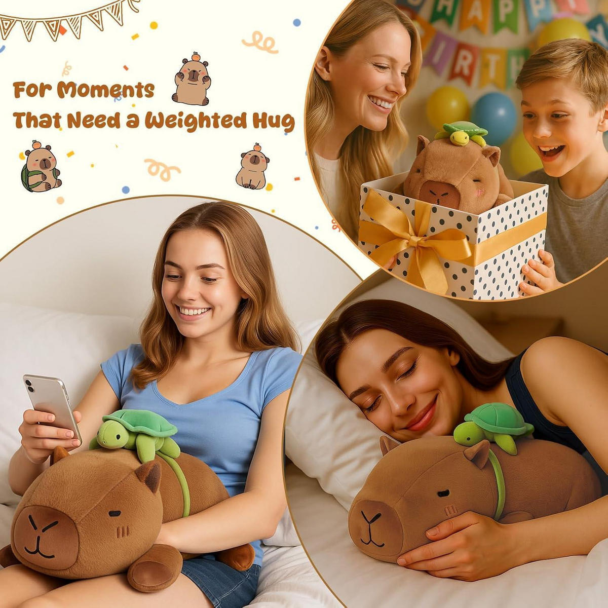 PLÜSCHTIER Capybara mit Schildkröte 35 cm - Braun, Textil (18/35cm)