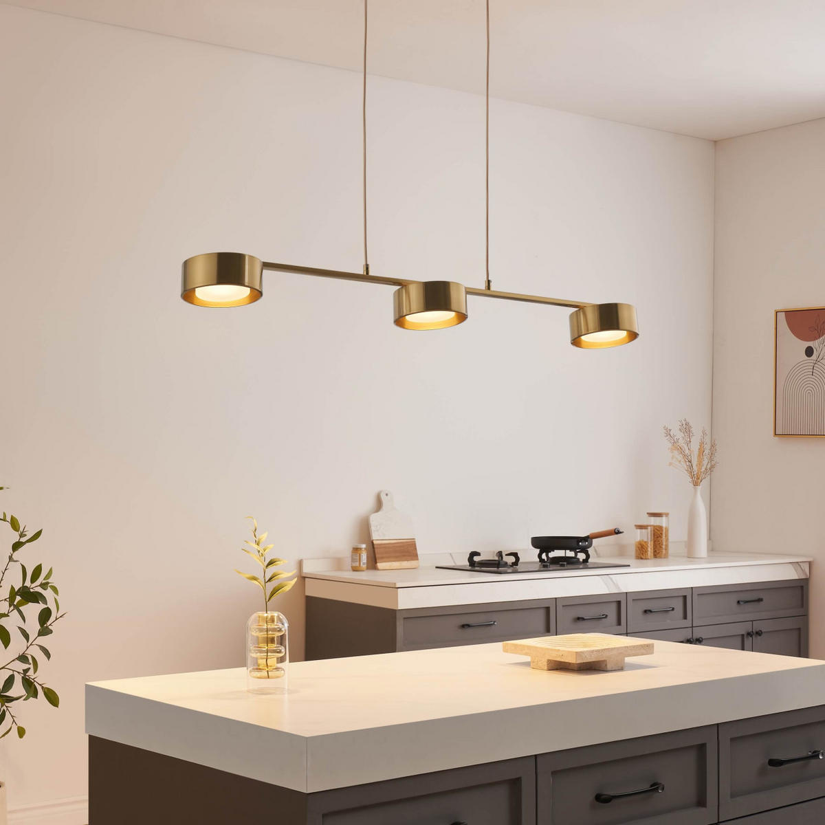 HÄNGELEUCHTE Prins, Messing, 165cm - Goldfarben, Metall (108/15/165cm) - KOSILUM