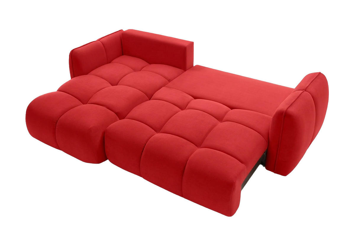 ECKSOFA L-Form Mit Schlaffunktion, Veloursstoff Bluvel, Rotwein, Links, BELVEDER L - Weinrot, Holz (250/168cm) - Kaiser Möbel