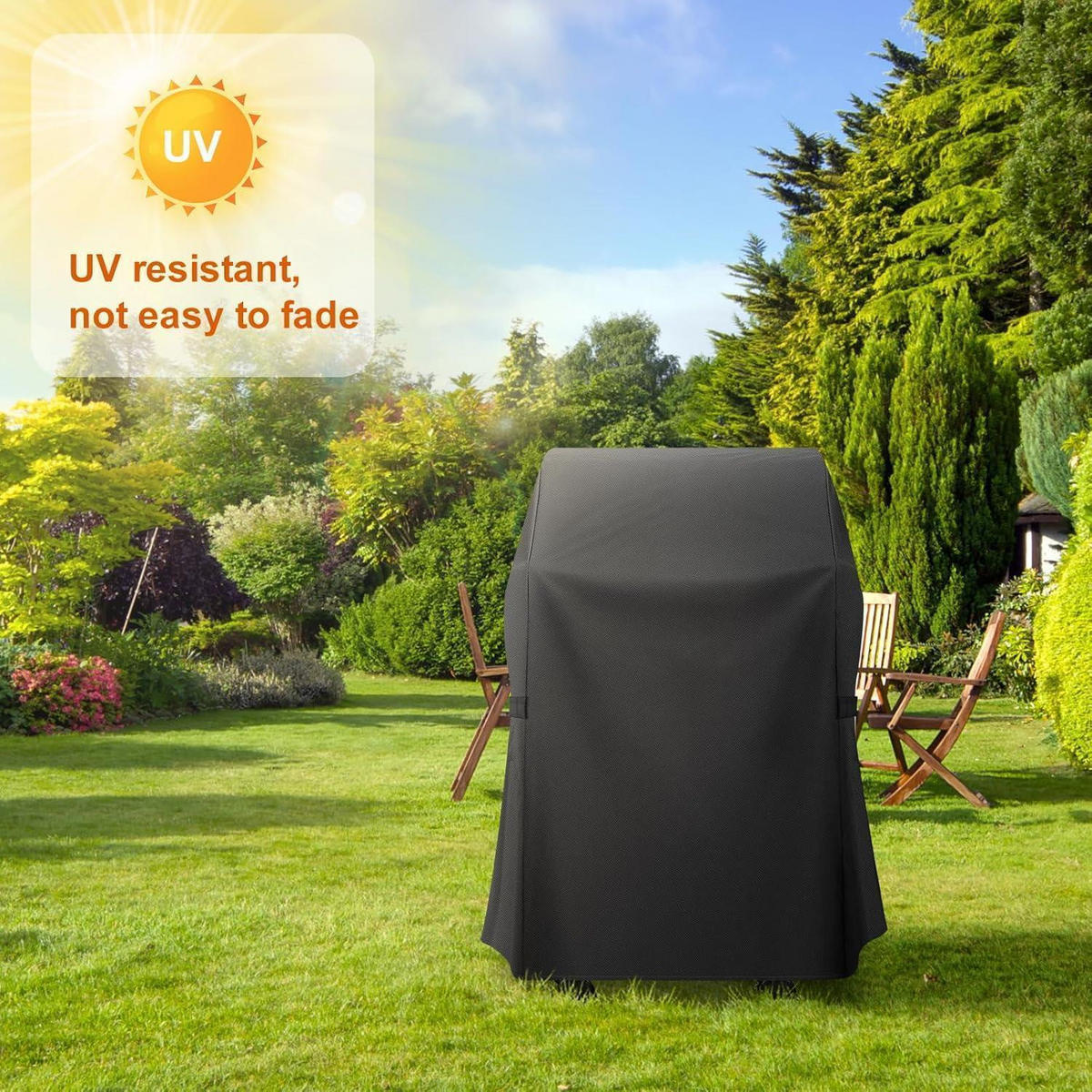 GRILLABDECKUNG 76 cm wasserdicht für Gasgrill - Schwarz, Textil (66/109/76cm)