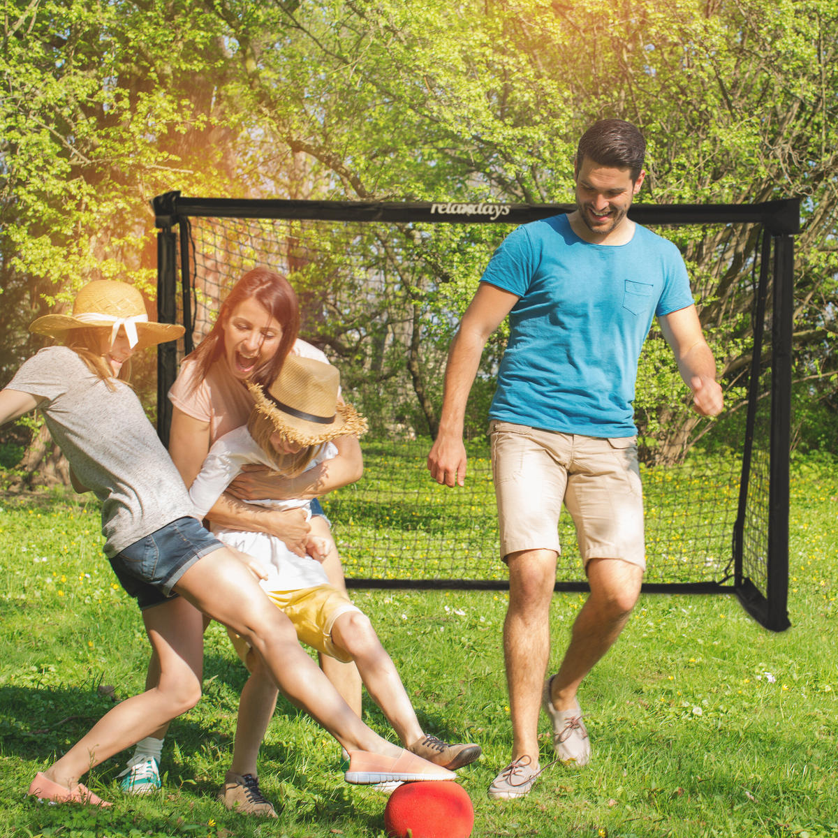 FUSSBALLTOR - Schwarz, Kunststoff/Metall (180/60cm) - Relaxdays
