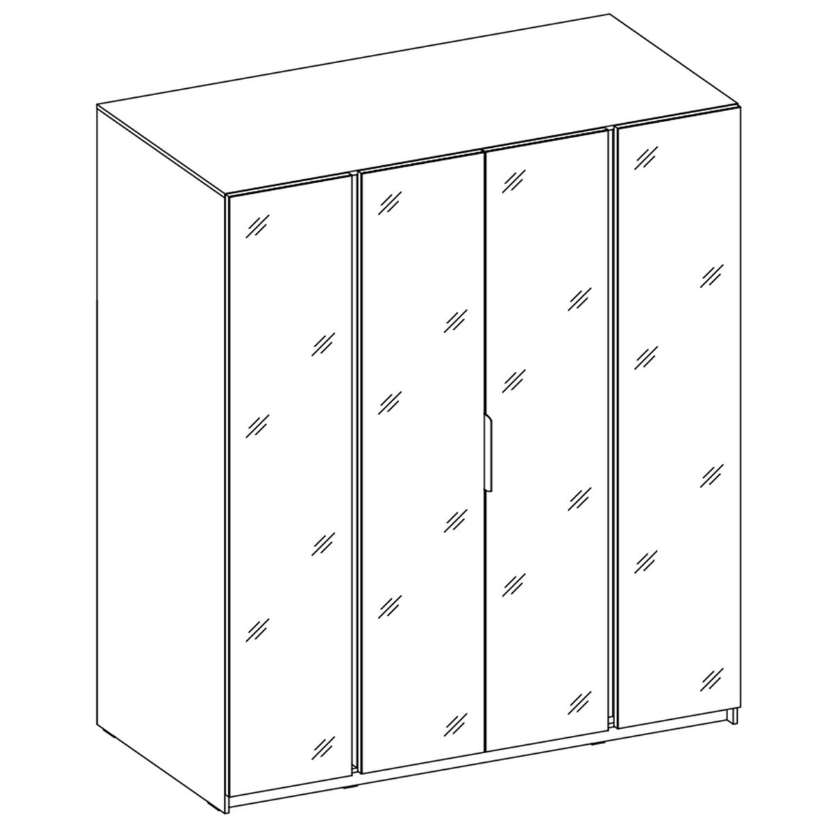 KLEIDERSCHRANK Nehir Schwarz/Eiche Evoke 200 cm - 4T Modern mit 4 Spiegeln - Eichefarben/Schwarz, Holzwerkstoff/Kunststoff (200/239/61.9cm) - AX Living