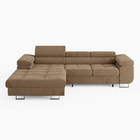 ECKSOFA VEMO CORE Links Braun Velours-Stoff mit Schlaffunktion und Bettkasten - Beige, Holz/Metall (280/205cm) - Barchello
