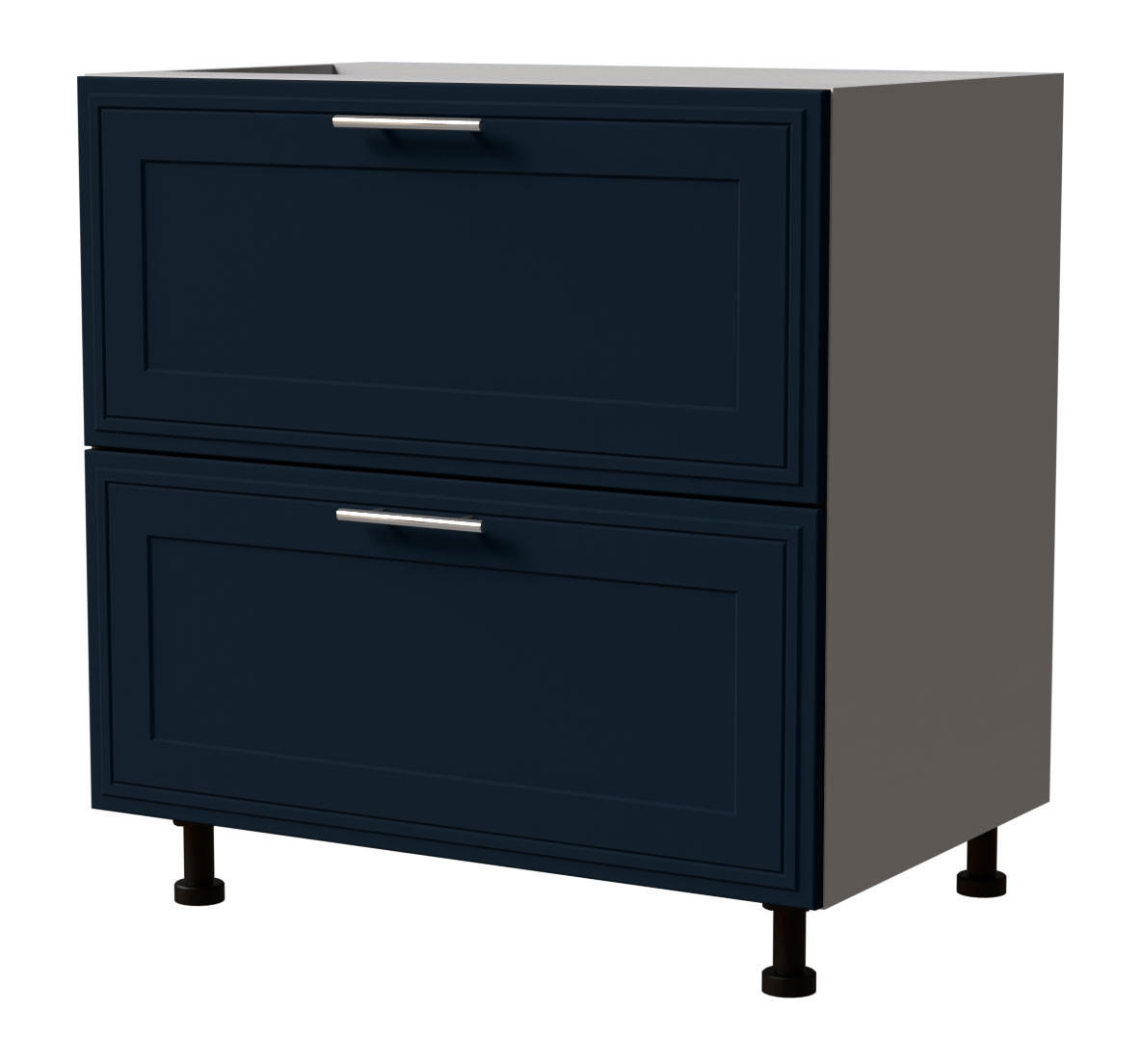 SCHUBLADENUNTERSCHRANK Salo D2/80 Grau / Indigo Matt 80 / 50 / 82cm - HETTICH Vollauszug - Dunkelblau/Grau, Holz/Holzwerkstoff (80/82/50cm) - Feldmann-Wohnen
