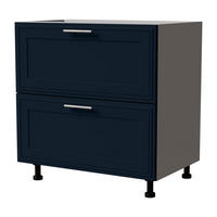 SCHUBLADENUNTERSCHRANK Salo D2/80 Grau / Indigo Matt 80 / 50 / 82cm - Blum Teilauszug - Dunkelblau/Grau, Holz/Holzwerkstoff (80/82/50cm) - Feldmann-Wohnen