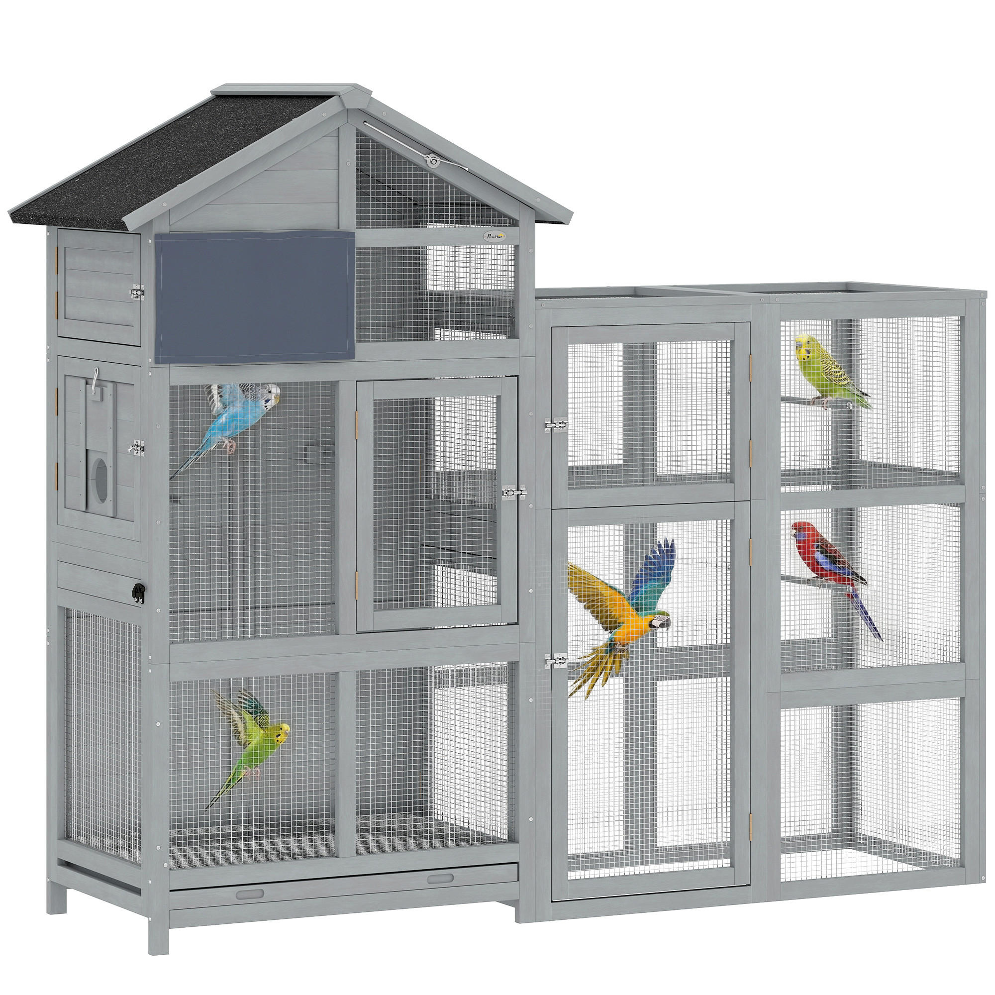 VOLIERE DE-10872 Grau - Grau, Holzwerkstoff (60/164.5/196cm) - ComfortXL