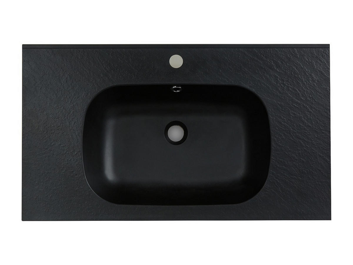 EINBAUWASCHBECKEN - 80 cm x 46 cm - Harz - Schwarz - OKIWA - Schwarz, Kunststoff (80/14.5/46cm) - Vente-Unique