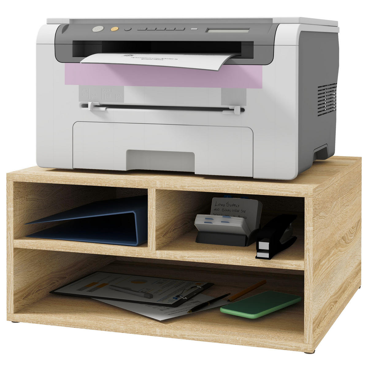 AKTENREGAL DE-14429 3 Fächer für Drucker Holzoptik - Naturfarben, Holzwerkstoff (40/22.5/47cm) - ComfortXL