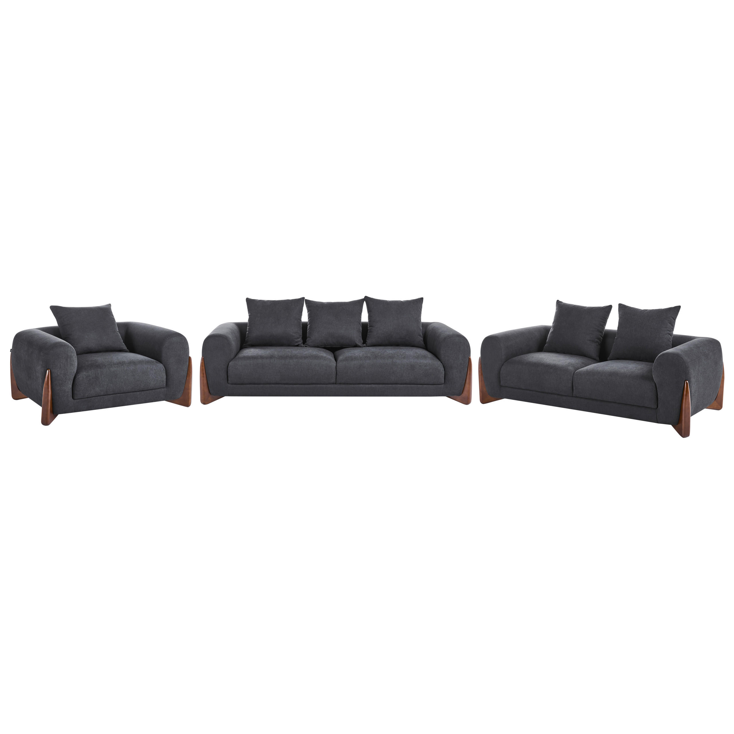 Beliani Sofa-Set Schwarz, Braun 217x82x87 cm