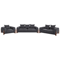 SOFA-SET 6-Sitzer Schwarz Vinliden - Schwarz/Braun, Textil (217/82/87cm) - Beliani